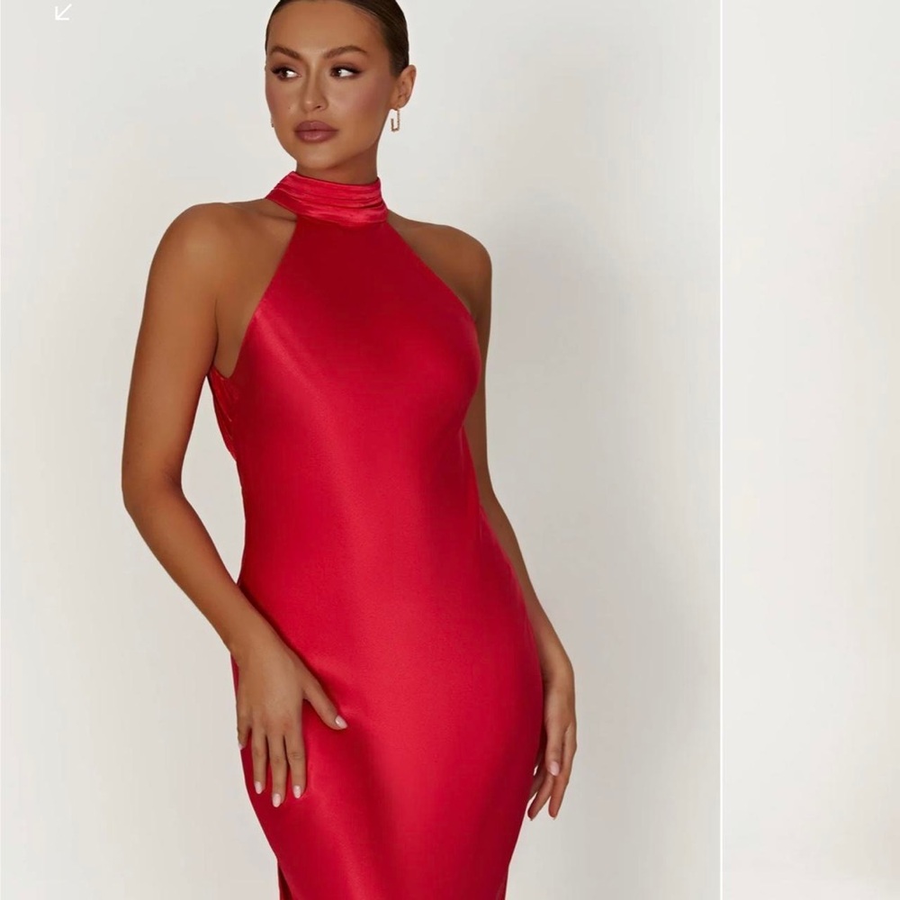 Meshki Red Backless Dress Large